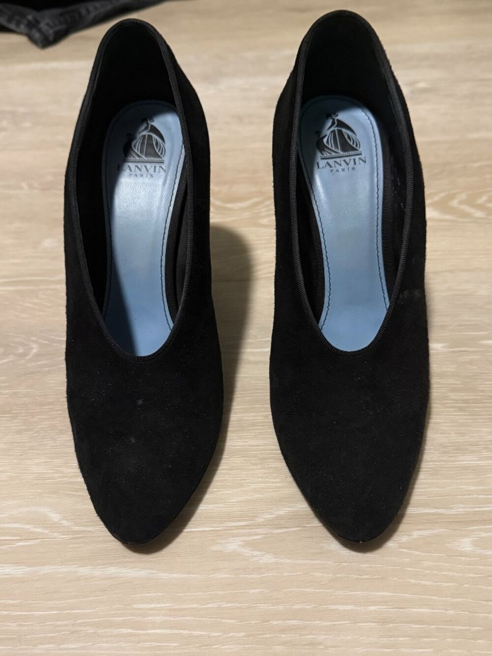 Lanvin Paris Black Suede Pumps